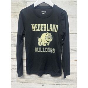 BCG Long Sleeve Shirt Boys 7 Black Nederland Bulldogs Graphic EUC